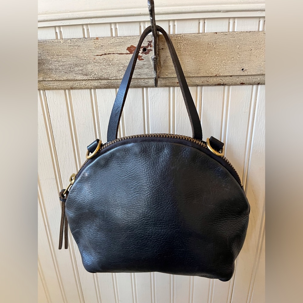 Eleven Thirty Black Leather Shoulder Bag /Crossbody/ Top Handle Bag